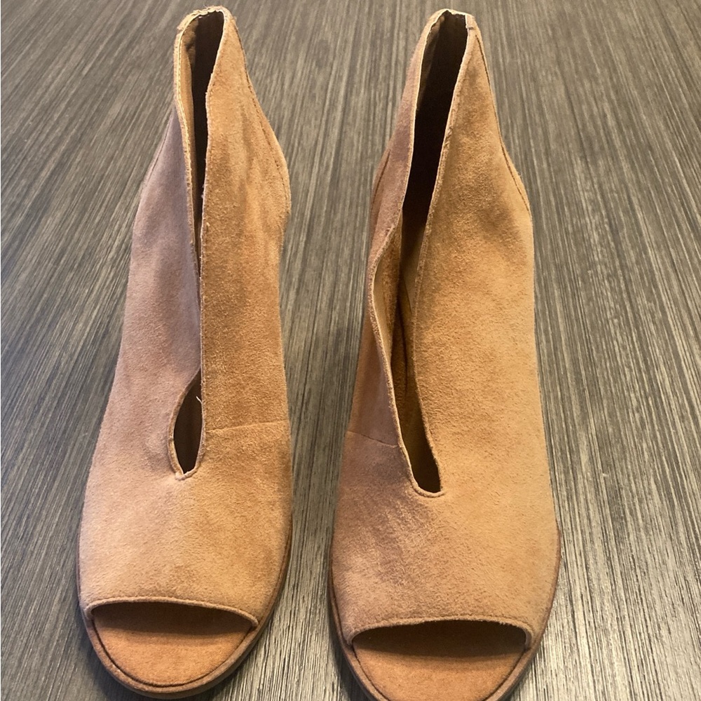 Lucky Brand Camel Peep-Toe Ankle Booties